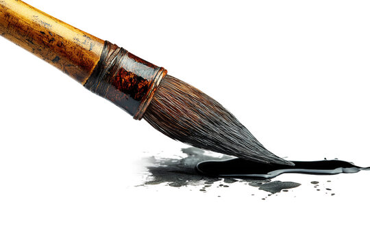 Authentic Chinese ink brush for calligraphy isolated on transparent background