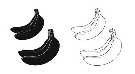 Black and white line art depicting bunches of ripe bananas © MdSamsuzzaman