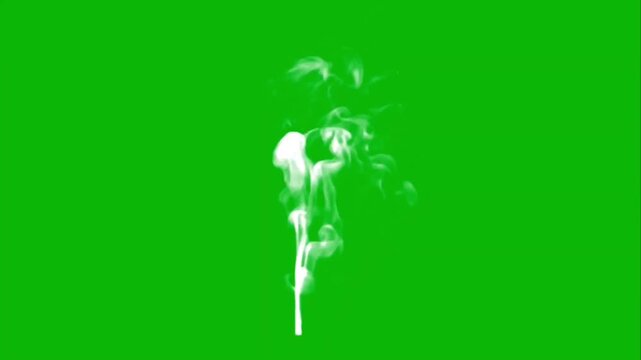 White Smoke Rising on Green Screen Background &ndash; Realistic Vapor Stream Fog Effect for Chroma Key VFX and Cinematic Compositing Video Footage.