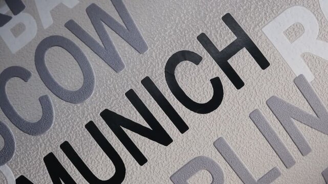 a modern wallpaper design characterized by an urban typography pattern of world city names