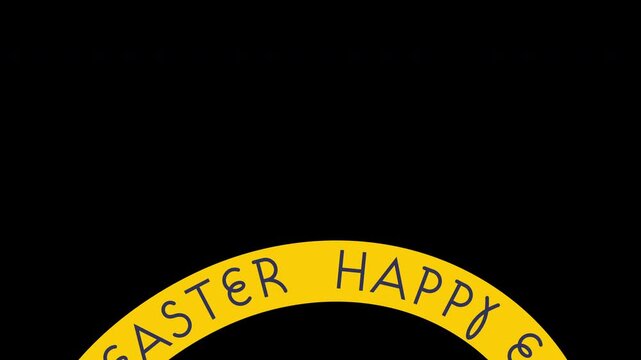 Modern Animated Organic Shaped Ticker Tape with Happy Easter Text in Colorful Lines Edited in Four Scenes on Choma Key Greenscreen and Black Background - 4K Square Video Animation