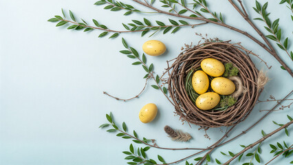 easter eggs in a nest