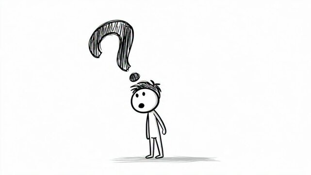 3D illustration of a confused man thinking with question mark and exclamation mark symbols showing problem solving and asking for answers and ideas