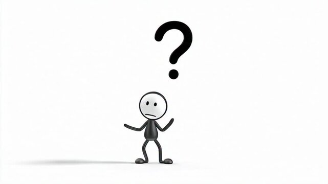 Businessman thinking with a red question mark symbol showing confusion and problem solving concept