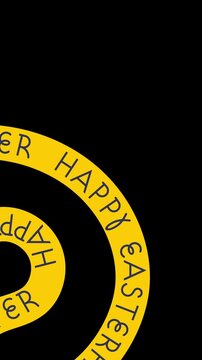 Bold Happy Easter Text Modern Animated Graphic Ticker Tape in Colorful Lines Edited in Four Scenes on Choma Key Greenscreen and Black Background - 4K Vertical Video Animation