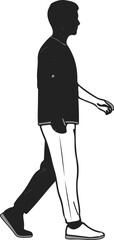 Silhouette of a person walking in profile, wearing a t-shirt and pants