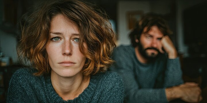 A disgruntled, manipulative woman ignores her husband's desire to talk. Emotional stress in the family, misunderstandings, and relationship problems