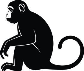 Obraz premium Black monkey icon, vector illustration