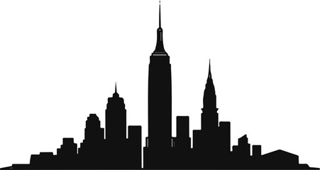 Obraz premium Silhouette of iconic tall buildings against a white background