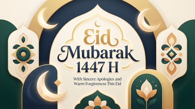 Eid Mubarak 1447 H with sincere apologies and warm forgiveness for this Eid celebration