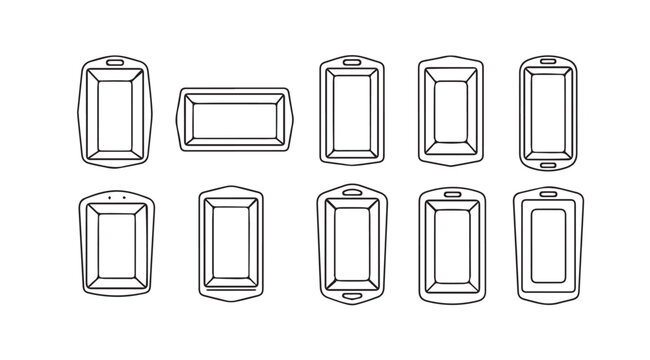 Collection of Baking Pans and Trays Line Art Icons