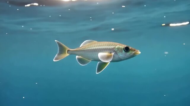 Silver fish swimming gracefully underwater close up view in open ocean or aquarium water wildlife and marine life nature