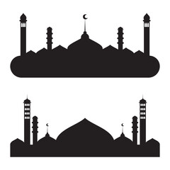 Collection of mosque silhouettes, poster design elements, Arabic themed banner designs