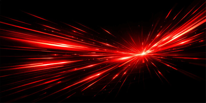 An abstract red background featuring a bright star explosion and glowing fractal light patterns across a dark space texture for a high-energy technology wallpaper design