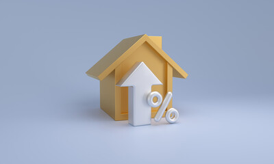 House price increase concept with up arrow
