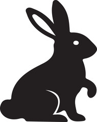 Obraz premium Black silhouette of a sitting rabbit