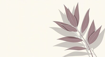 A minimalist illustration of a plant with mauve leaves on a cream background