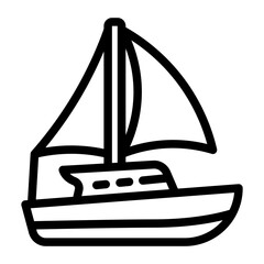 sailboat outline icon. wind sailing vessel. water sport. ocean adventure © andinur