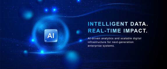 Artificial Intelligence Data Wave Sphere Technology Background © Naphat