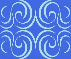 abstract blue pattern with symmetrical curved lines