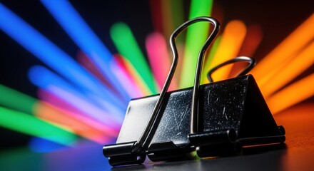 Scissors cutting rainbow light spectrum on dark background for creativity and innovation concept