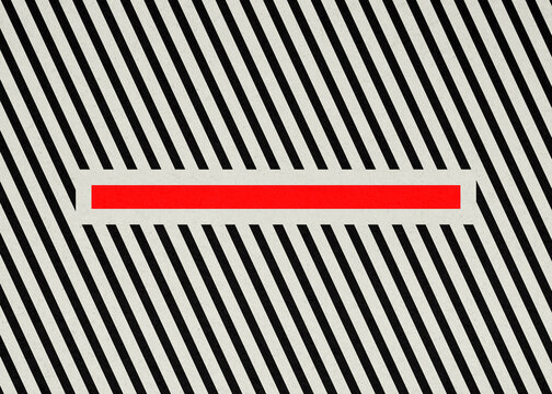 Geometric abstract background with red horizontal line and black stripes