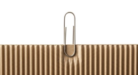 Gold hook hanging on beige textured fabric curtain close-up minimalist decor home office fashion accessory