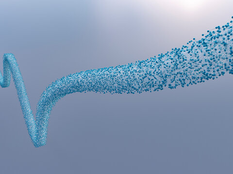 Abstract 3D rendering of blue particles symbolizing connection and network