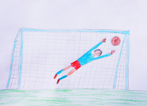 Naive illustration of goalkeeper making a save in football match