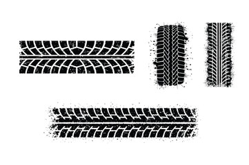 Tire Tread Grunge Track Set Vector © Silhouette Station