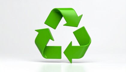 Obraz premium A green recycling loop of three arrows forms continuous cycle, symbolizing sustainability, renewal, and eco‑friendly responsibility through reduce, reuse, and recycle principles.