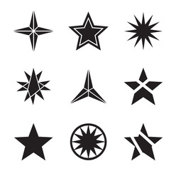 Obraz premium Abstract starburst and star shape logo element set