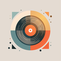 Abstract Geometric Circular Design with Retro Color Palette.