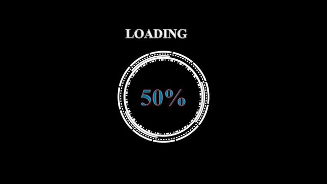 Loading circle 0 to 100 percent file download complete background wk animation video
