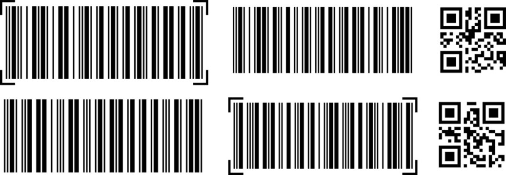 Barcode pattern with black lines and EAN code numbers. Vector illustration of scan label for product identification and industrial goods tracking systems.