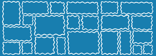 Fototapeta premium Organic square and rectangle frames featuring doodle-style zigzag patterns. Ideal for creative text layouts, speech bubbles, and abstract vector graphics with curvy edges.