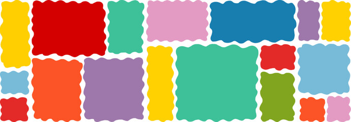 Hand-drawn doodle frames with organic shapes and zigzag edges. Perfect for text boxes, banners, and playful graphic design projects with irregular wavy borders. © VirinaDesign
