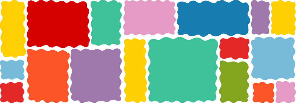 Hand-drawn doodle frames with organic shapes and zigzag edges. Perfect for text boxes, banners, and playful graphic design projects with irregular wavy borders.