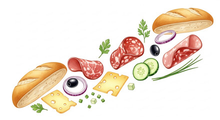 パンと様々な具材の鮮やかなイラストが軽快に浮かぶ