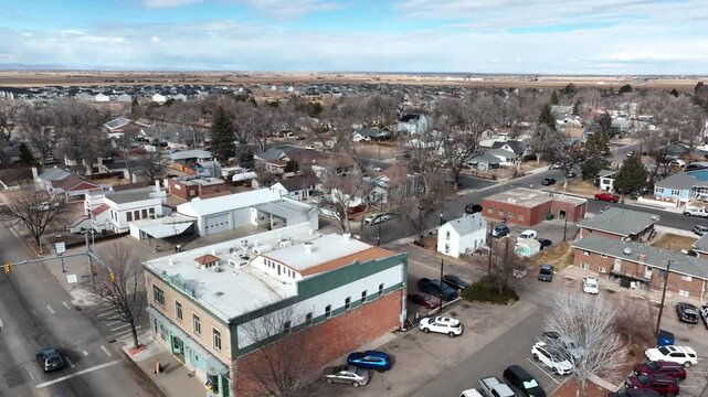 Ault Colorado businesses winter 2026 downtown drone shot