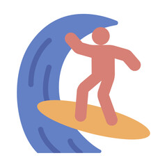 surfing flat icon. ocean wave ride. water sport. extreme adventure