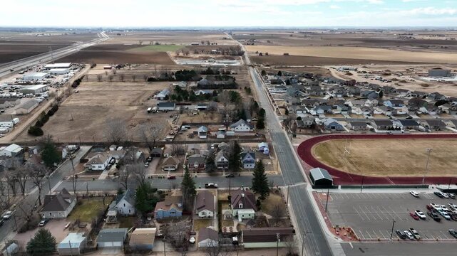 Winter 2026 Ault Colorado roads and residential housing in rural Colorado