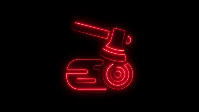 Neon red axe hitting target symbol