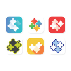 Obraz premium Modern puzzle piece app logo symbolizing connection and collaboration