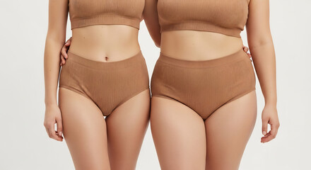 同じ色の下着を着た2人の女性のクローズアップ