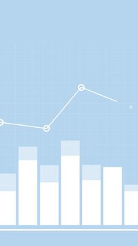 Vertical. Growth 3D bar graph Animation Blue background.