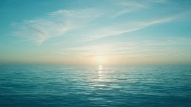 Serene Ocean Vista at Sunset with Soft Clouds and Calm Waterscape