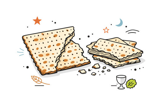 Passover matzah texture details. Broken matzah pieces revealing thin layers and rough edges, natural imperfection and authenticity, calm documentary-style