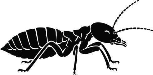 Termite soldier insect profile showing its body segments clearly.