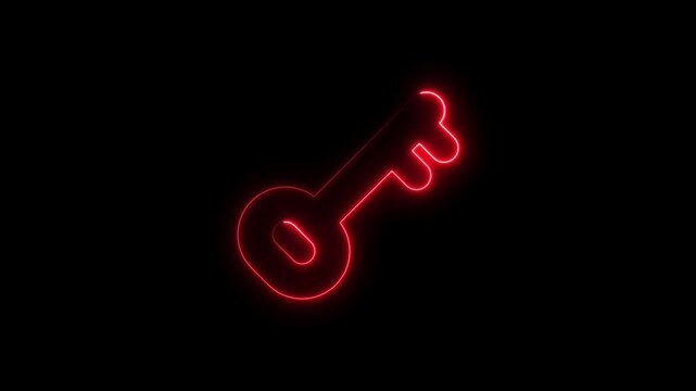 Glowing Red Neon Key on Black Background Symbolizing Access and Security key neon sign access symbol